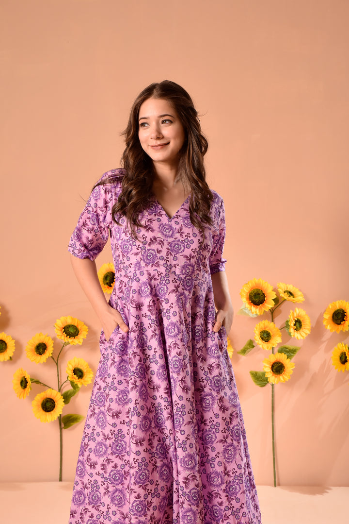 Lilac Floral Cotton Dress