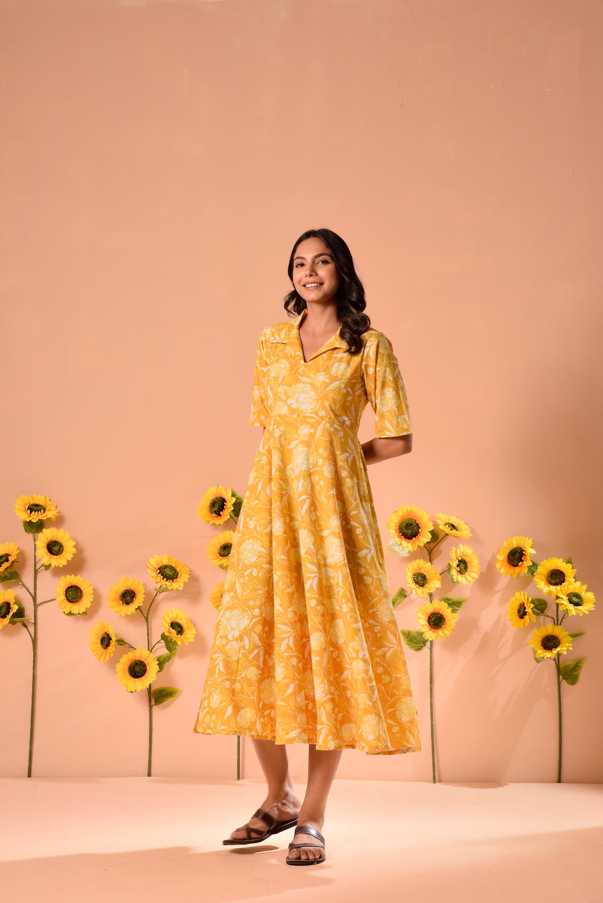 Elena Yellow Cotton Shirt Dress DIMPLE DESIGN STUDIO Elena Yellow Cotton Shirt Dress DIMPLE DESIGN STUDIO