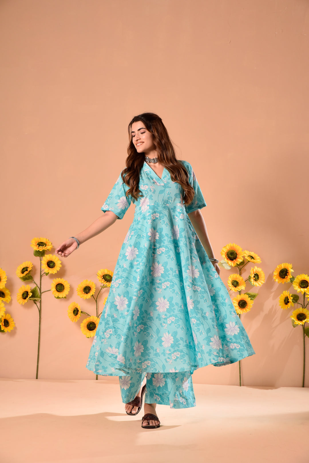 Ayesha Blue Cotton Suit Set DIMPLE DESIGN STUDIO Ayesha Blue Cotton Suit Set DIMPLE DESIGN STUDIO