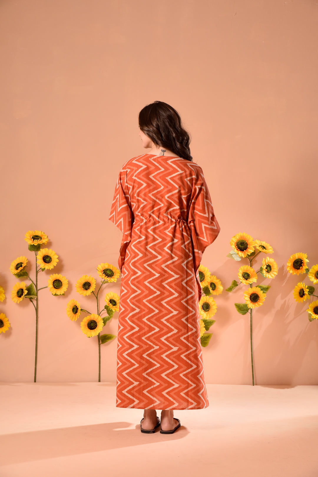 Peppy Orange Cotton Kaftan