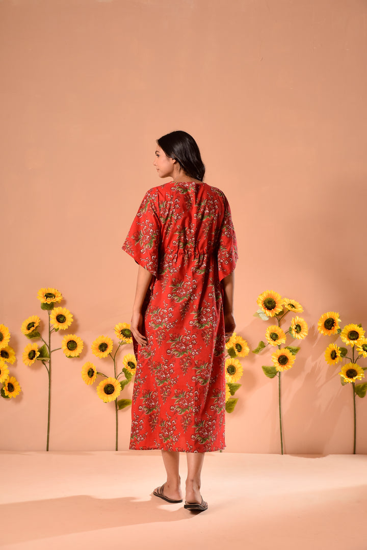 Emily Red Cotton Kaftan