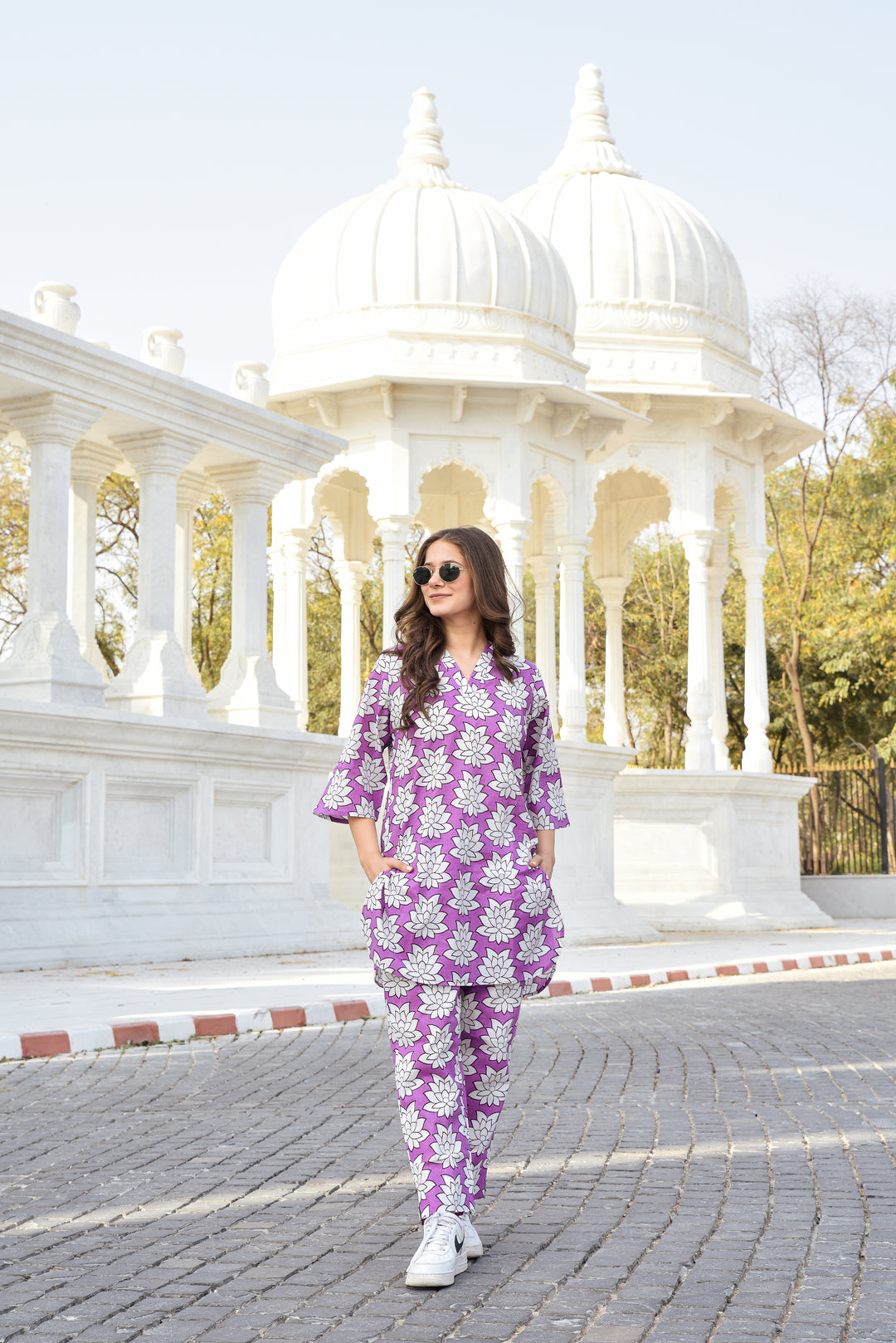 Purple Cotton Co-ord Set – DIMPLE DESIGN STUDIO - Main Image