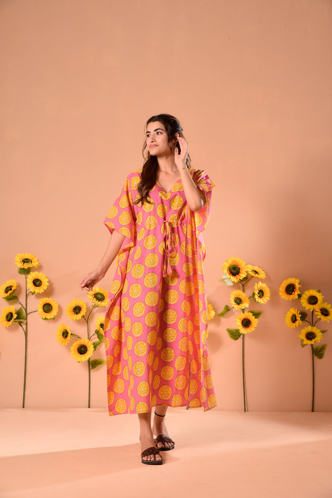 Pink Melon Cotton Kaftan