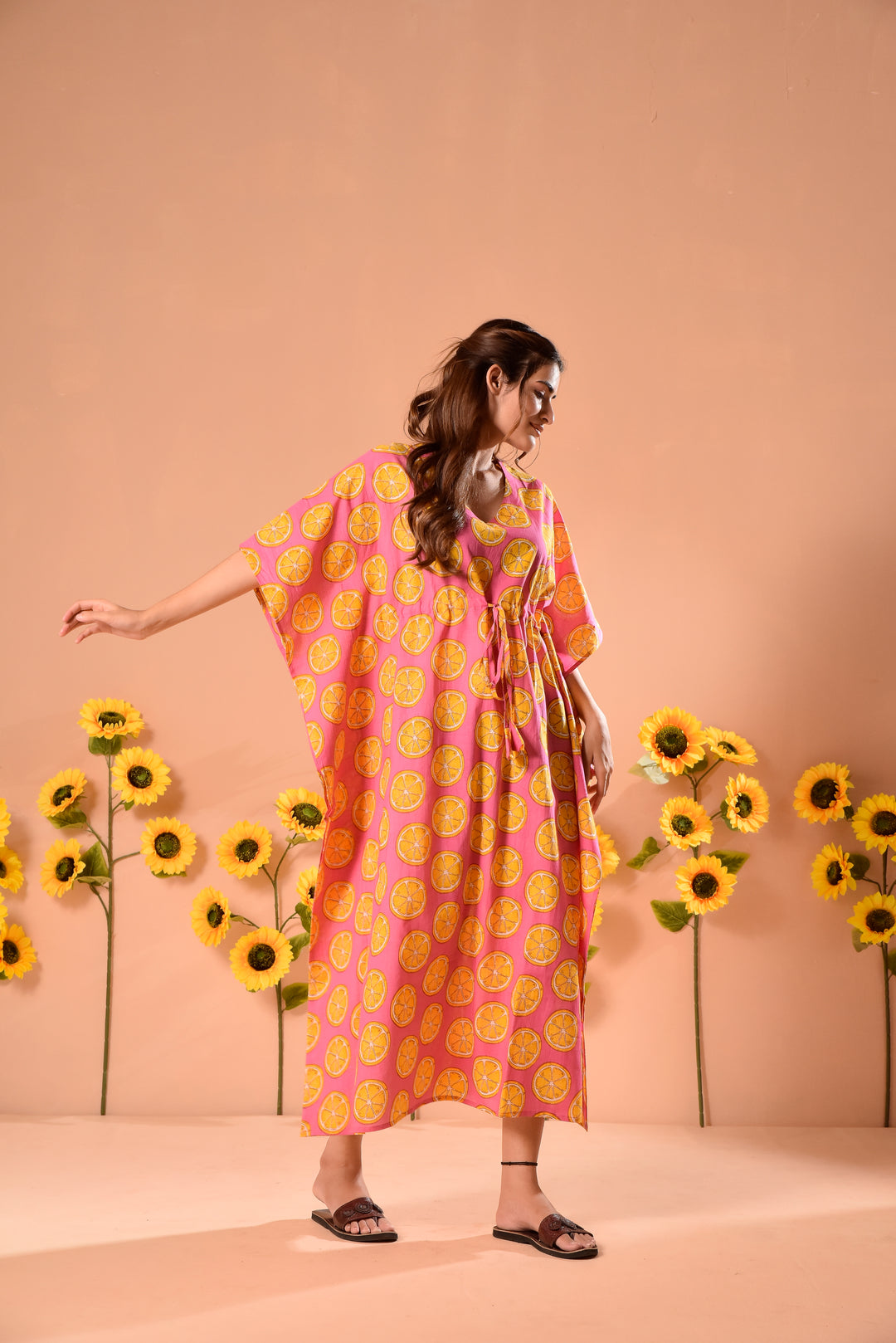 Pink Melon Cotton Kaftan