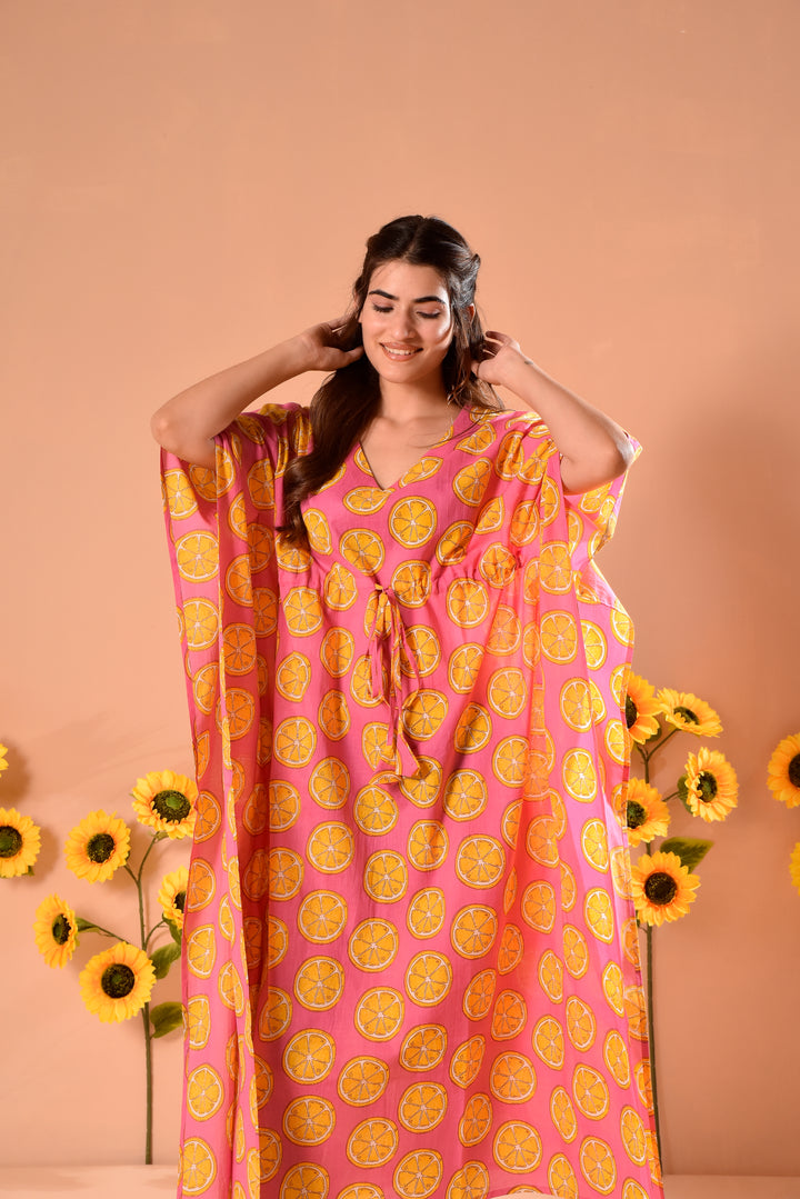 Pink Melon Cotton Kaftan