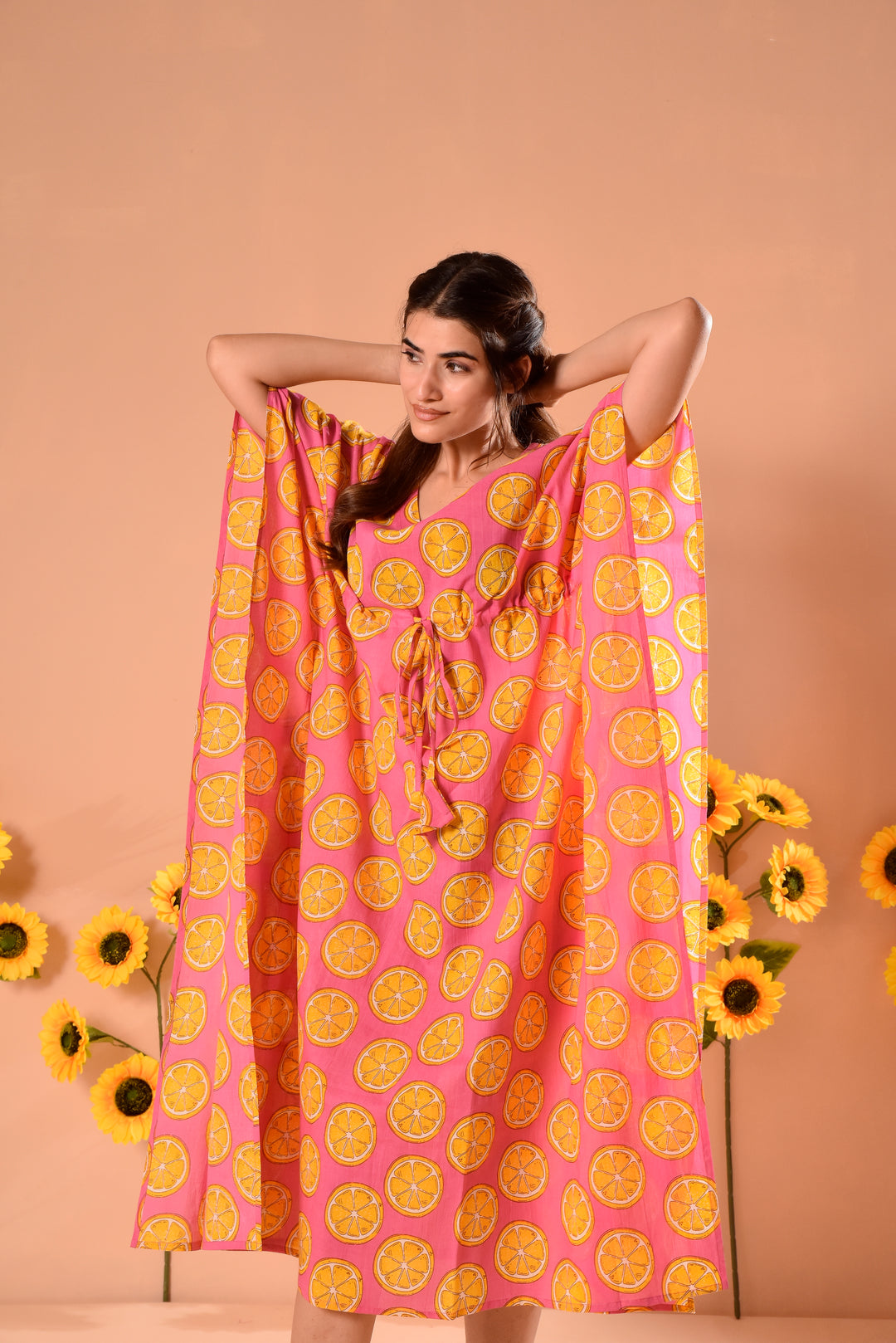 Pink Melon Cotton Kaftan