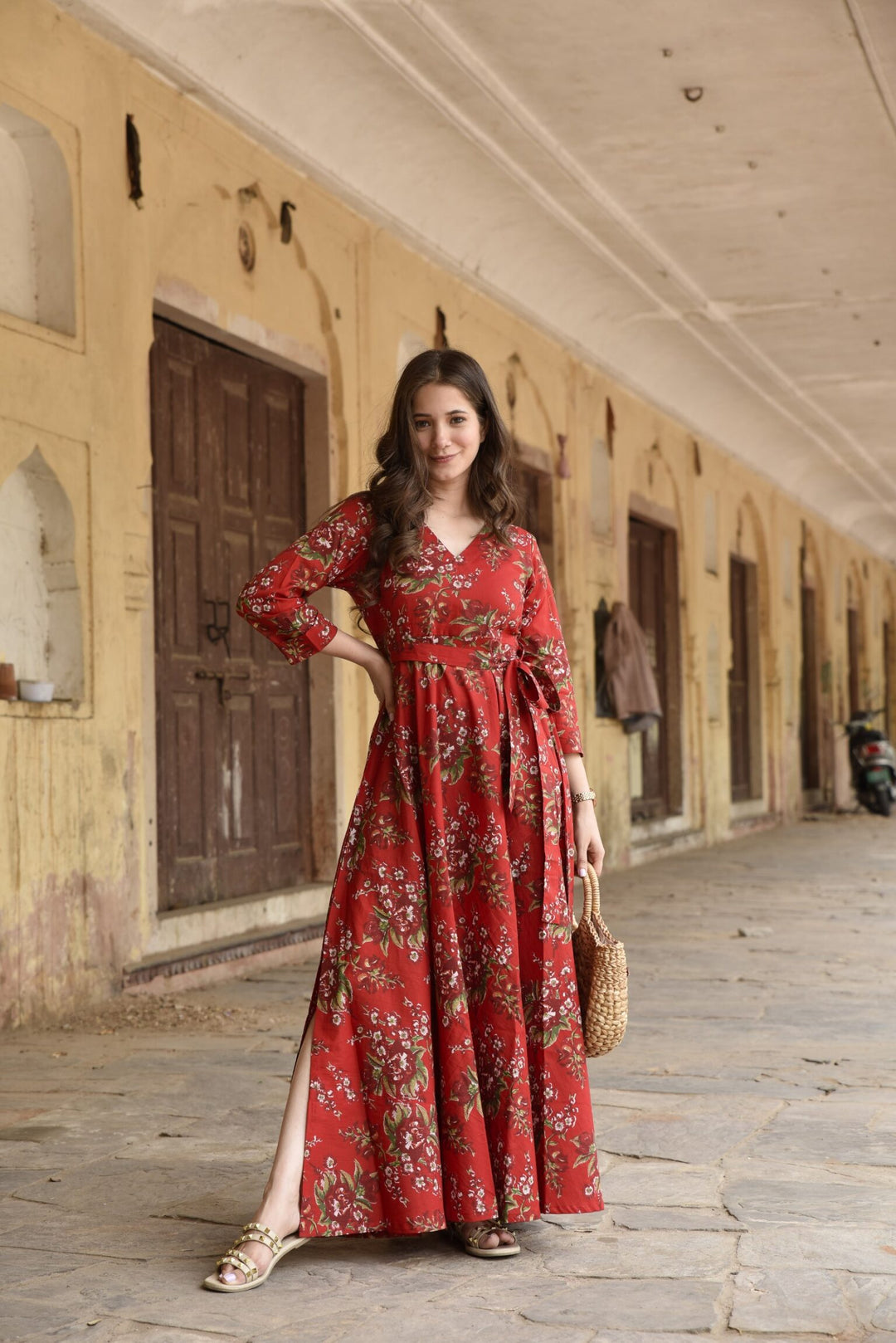 Dreamy Red Floral Cotton Dress DIMPLE DESIGN STUDIO Dreamy Red Floral Cotton Dress DIMPLE DESIGN STUDIO