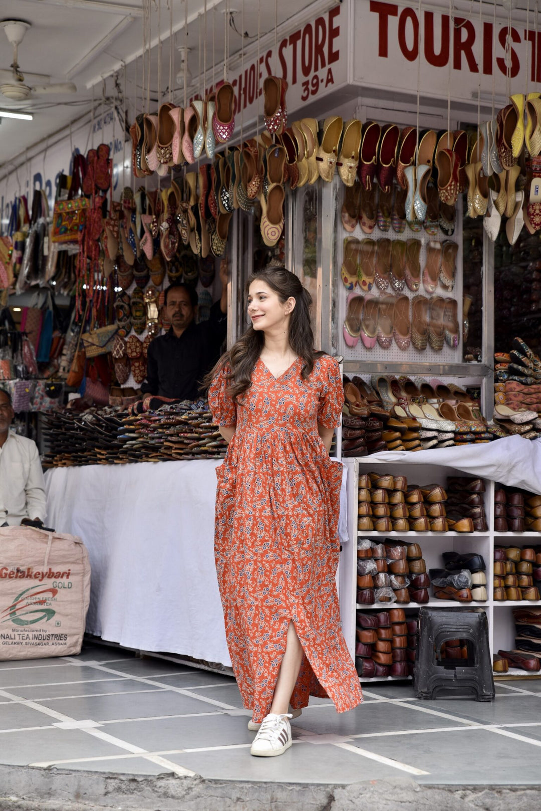 Orange Ajrakh Cotton Dress – DIMPLE DESIGN STUDIO