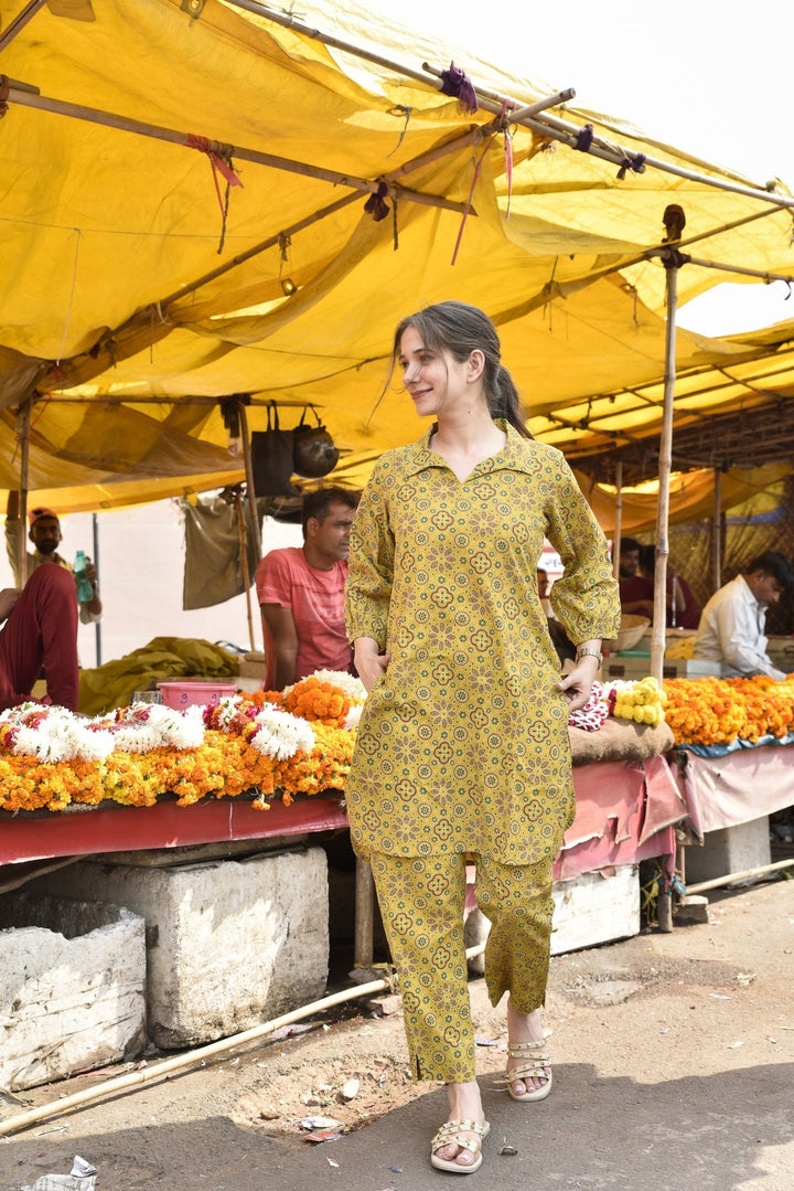 Lime Yellow Short Kurta Set