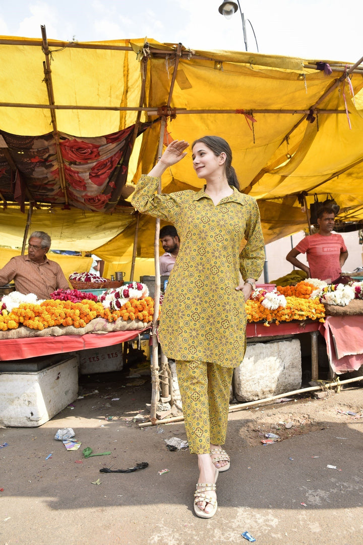 Lime Yellow Short Kurta Set