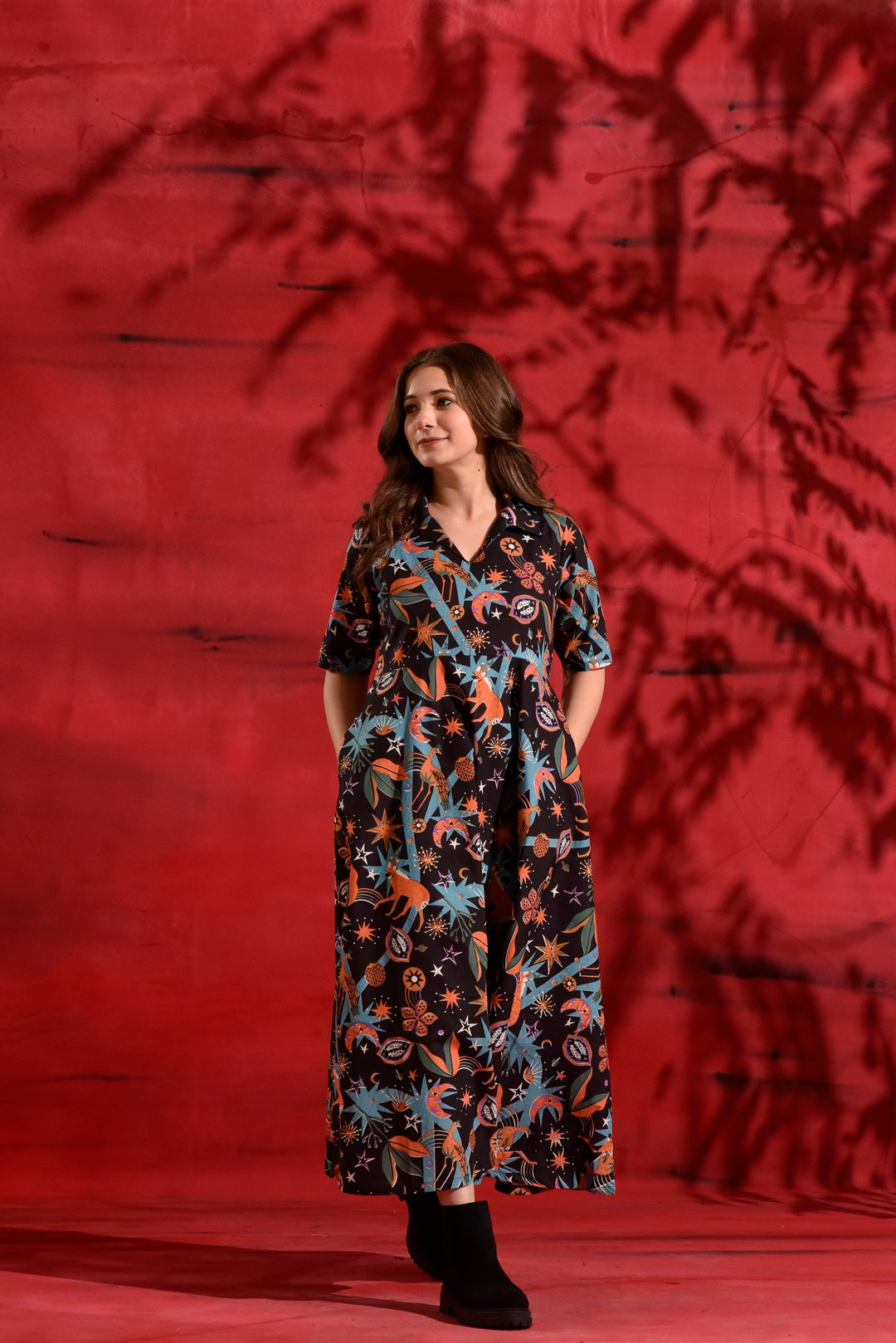 multi coloured shirt dress Flora Midi Dress MULTI COLOR 4 / MULTI COLOR