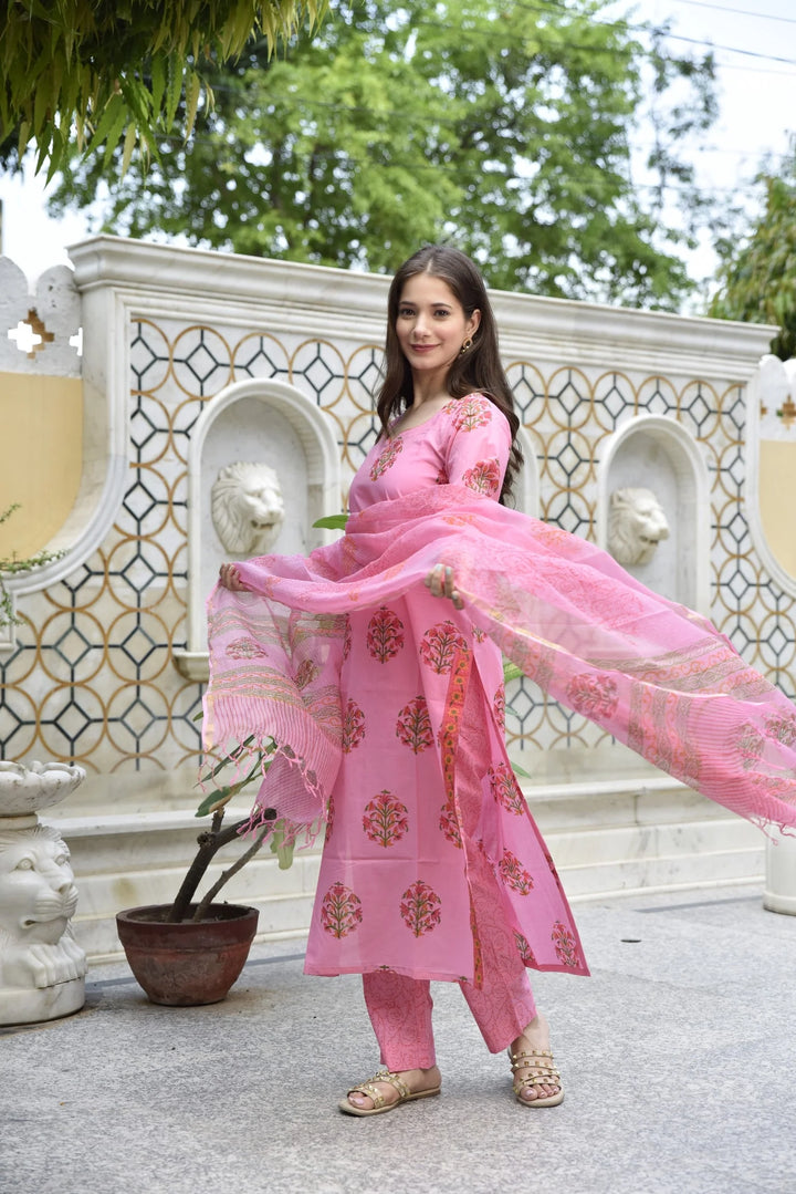 Unstitched - Barbie Pink Cotton Suit