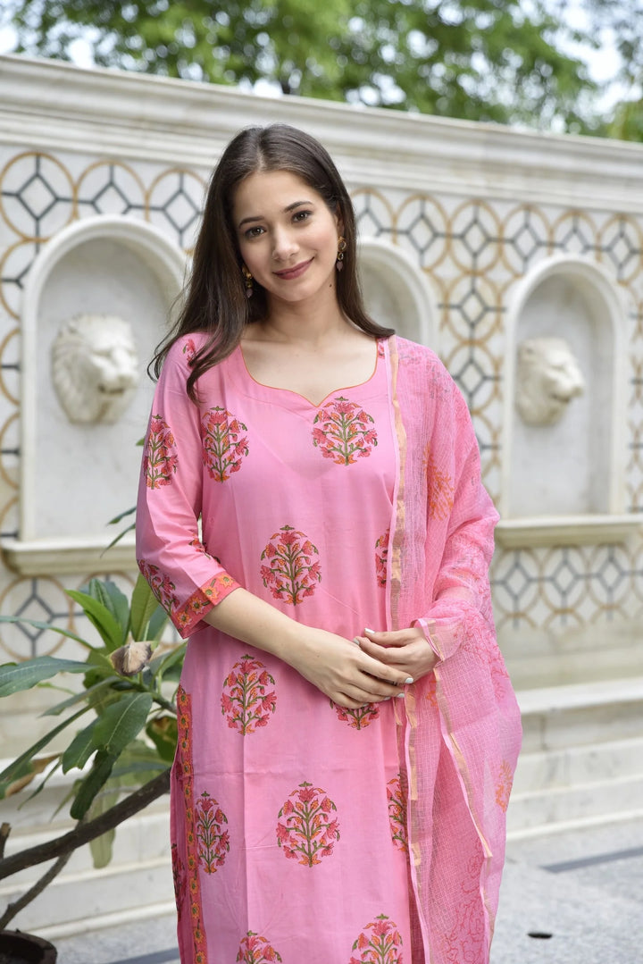 Unstitched - Barbie Pink Cotton Suit