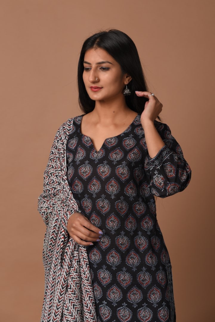 ajrakh dress design Cinnamon Ajrakh Fit and Flare Dress