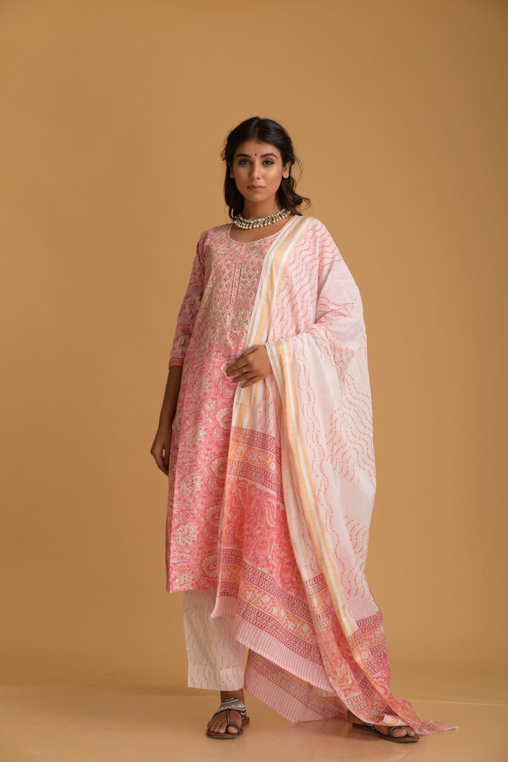 Pink Aari Suit Set