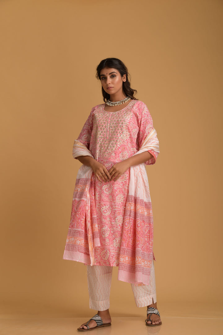 Pink Aari Suit Set