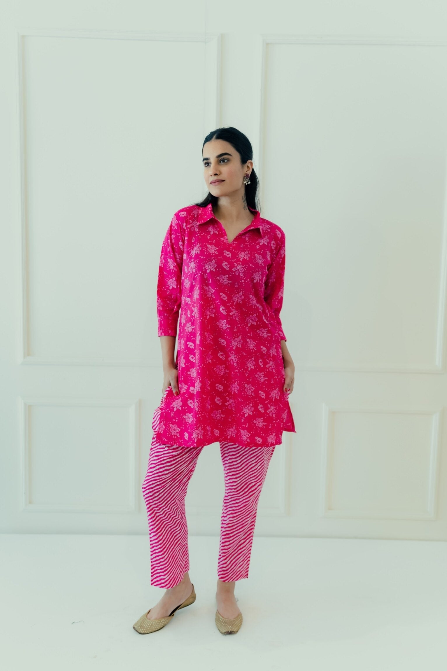 Dark pink floral co-ord set – DIMPLE DESIGN STUDIO