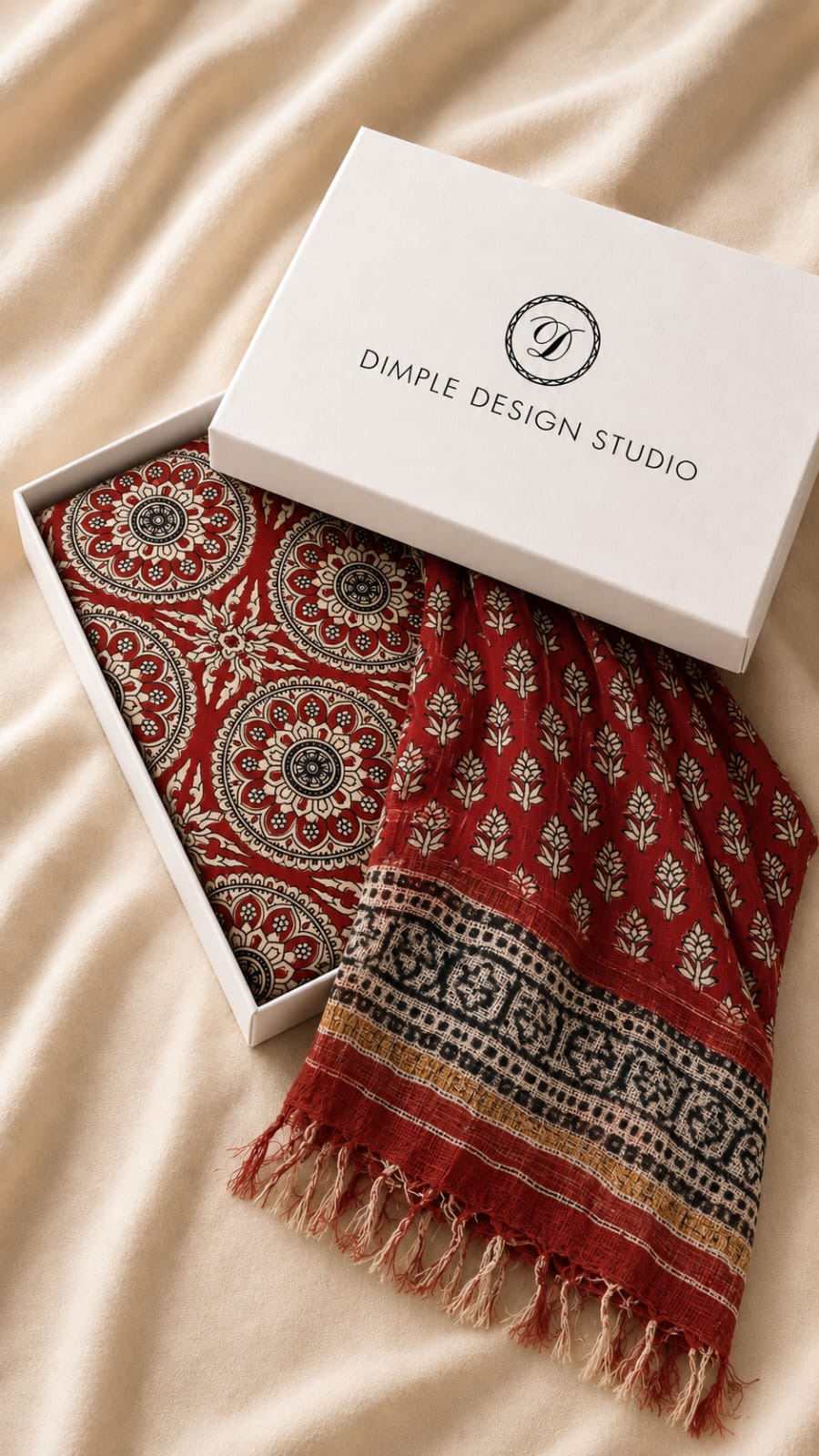 Unstitched - Red Bagru Suit Set