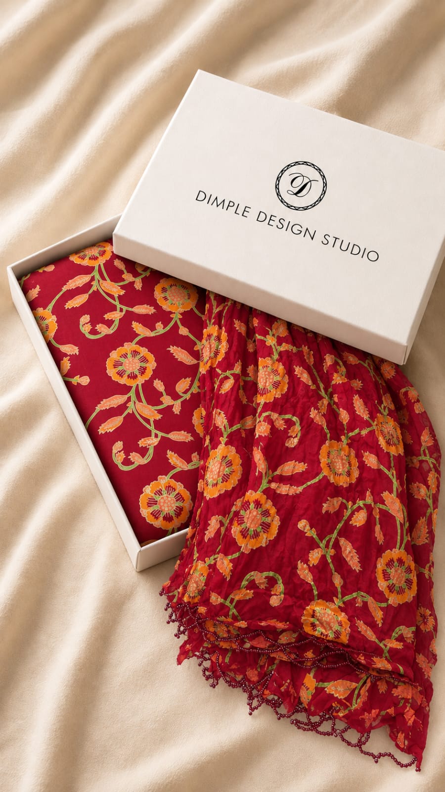 Unstitched - Red Orange Floral Suit Set