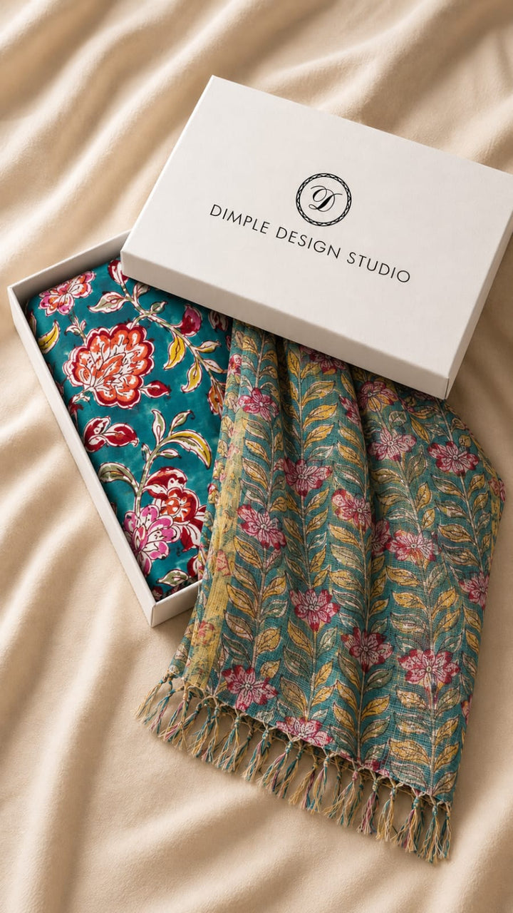 Unstitched - Royal Teal Floral Suit Set