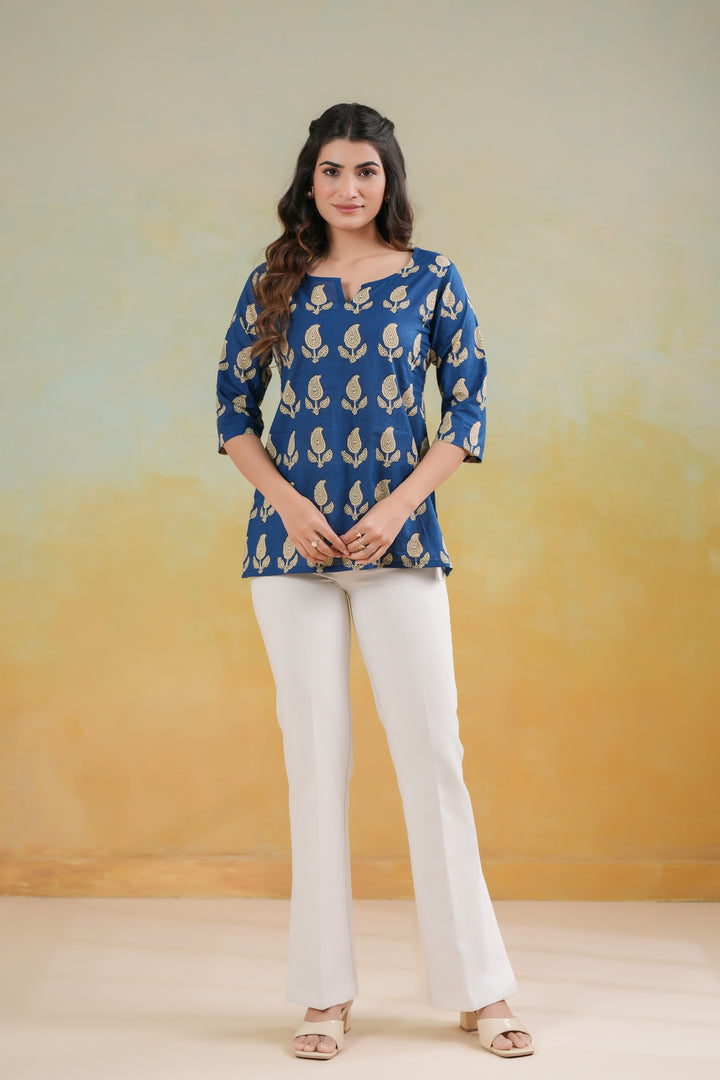 Rosie Blue Cotton Top