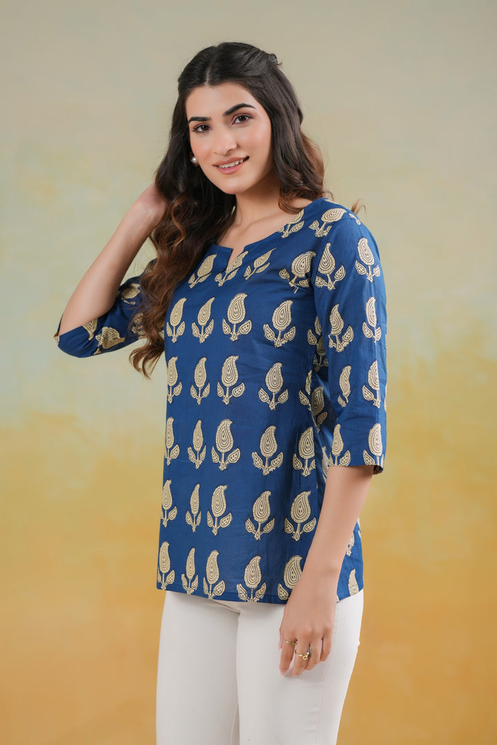 Rosie Blue Cotton Top
