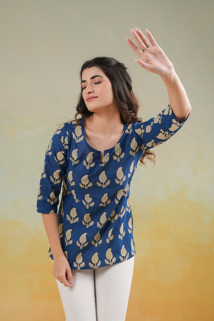 Rosie Blue Cotton Top