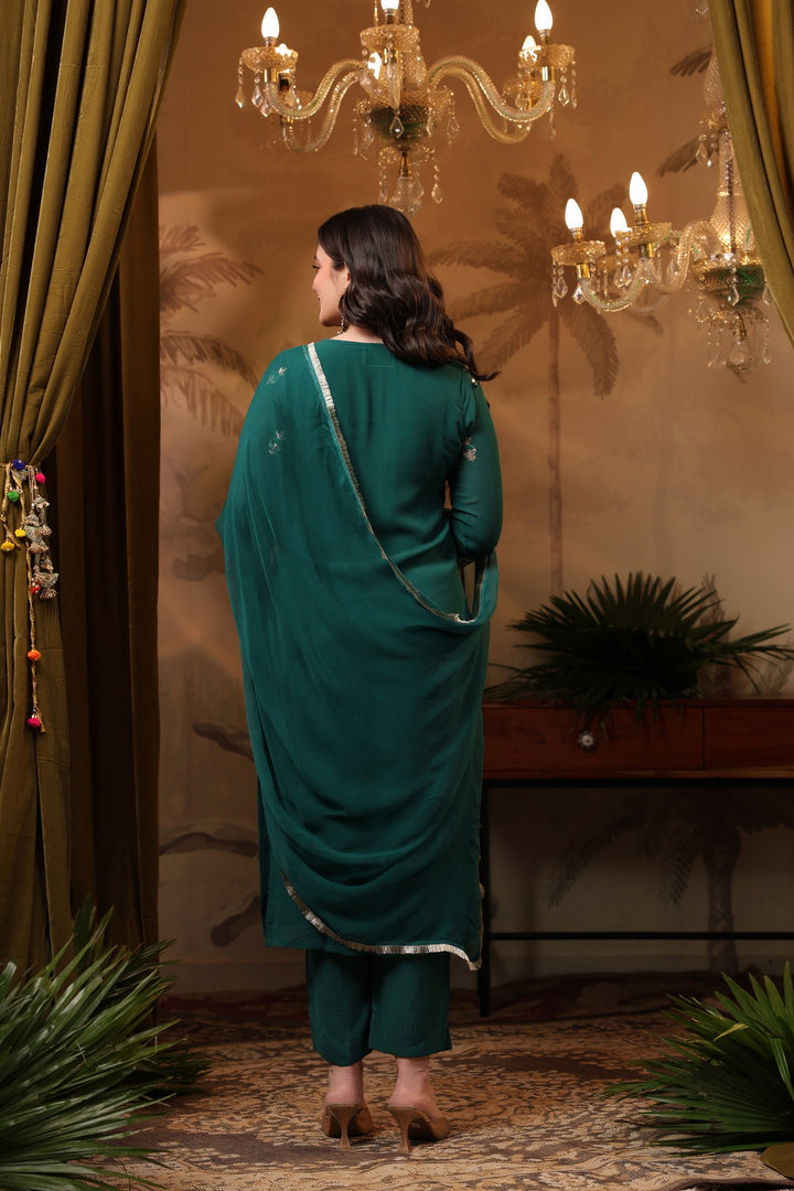 Teal Georgette Gota Suit Set