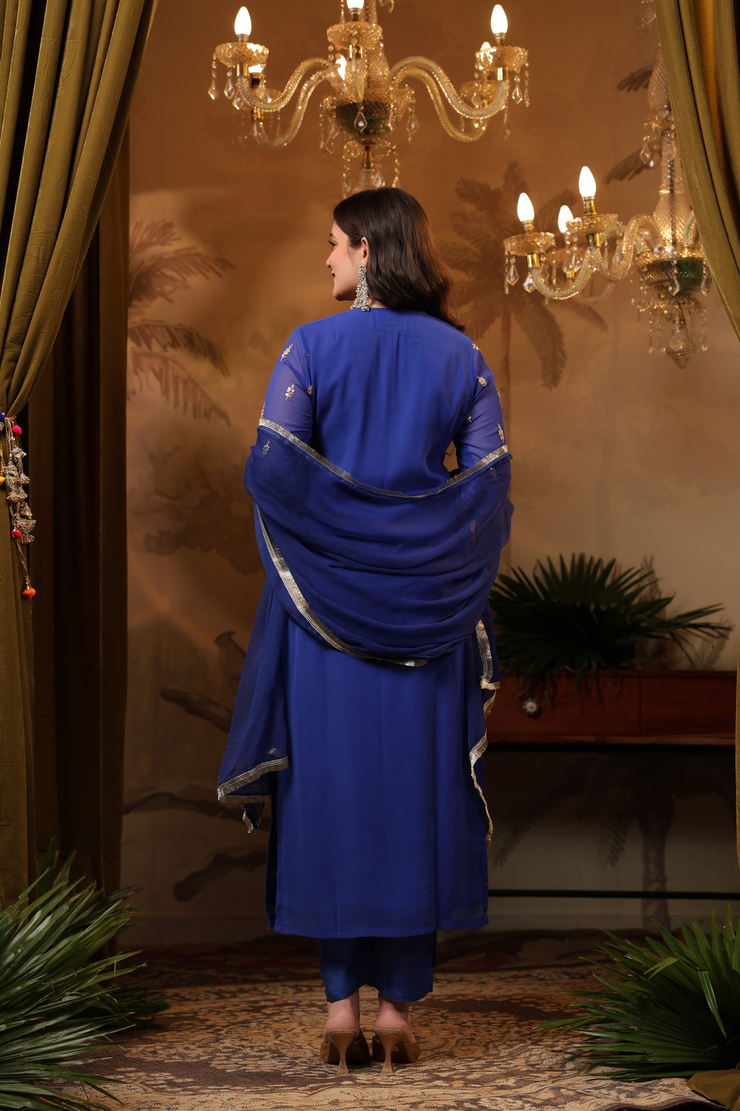 Royal Blue Georgette Marodi Suit Set