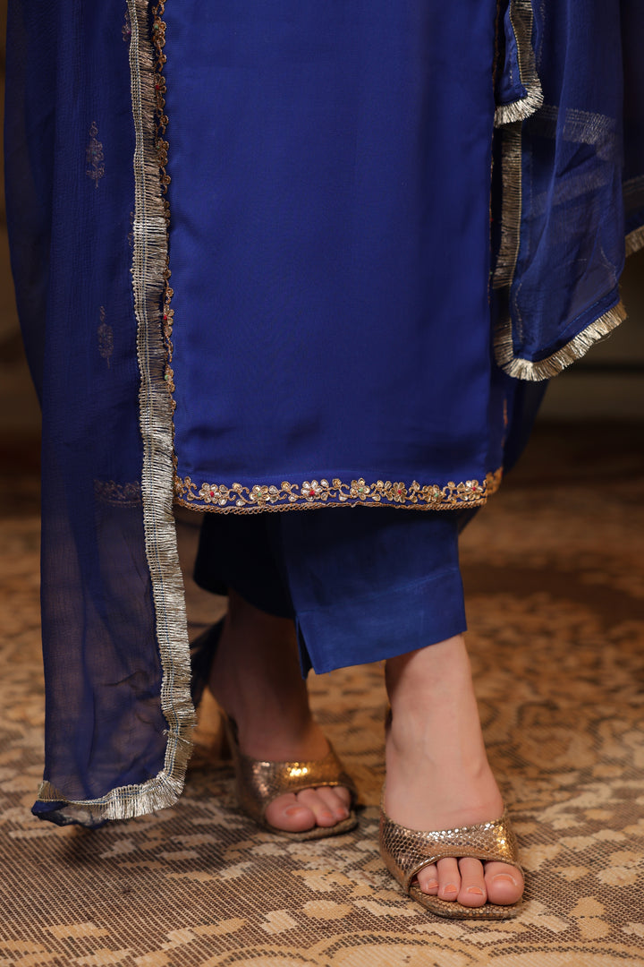 Royal Blue Georgette Marodi Suit Set