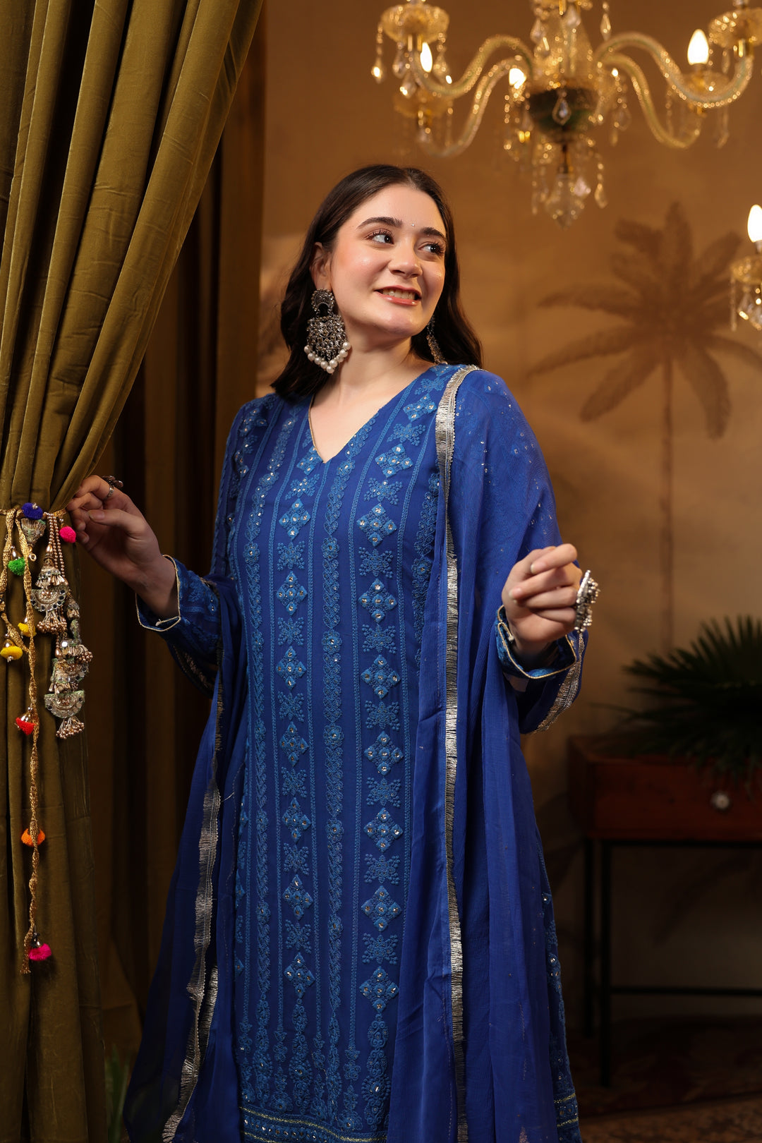 Royal Blue Chikankari Suit Set