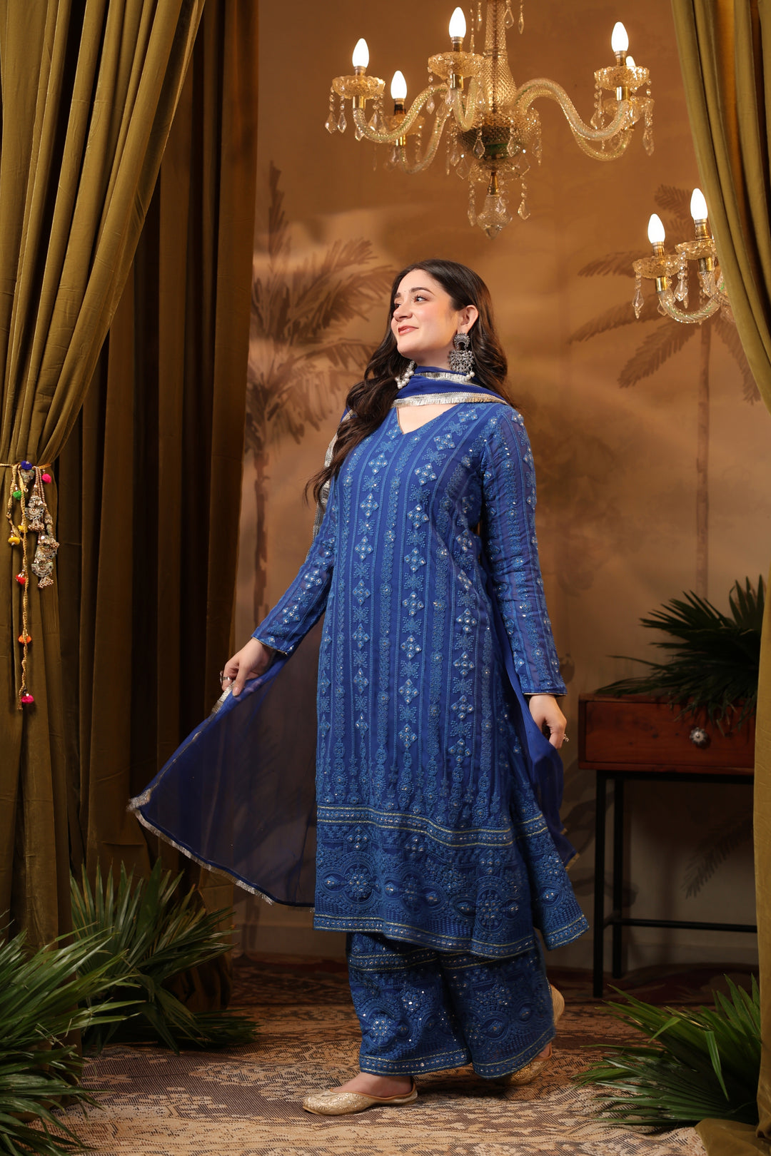 Royal Blue Chikankari Suit Set