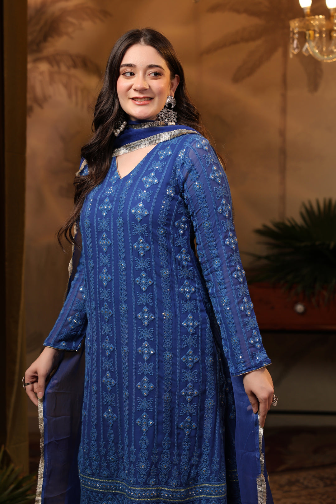 Royal Blue Chikankari Suit Set