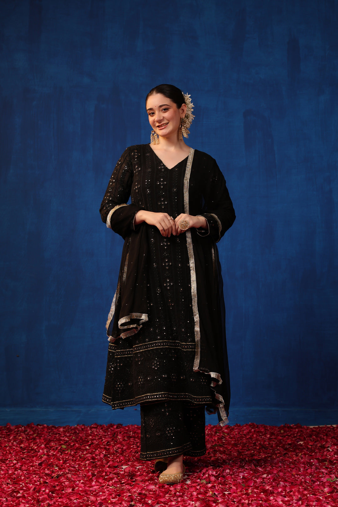 Black Chikankari Suit Set