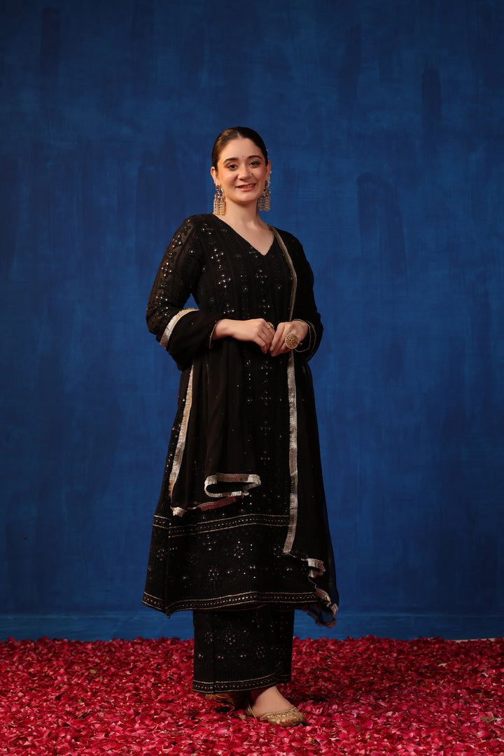 Black Chikankari Suit Set