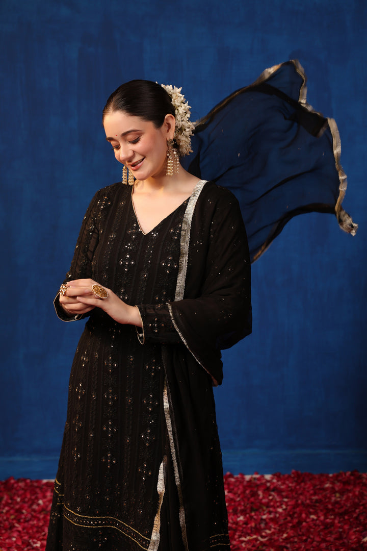 Black Chikankari Suit Set DIMPLE DESIGN STUDIO Black Chikankari Suit Set DIMPLE DESIGN STUDIO