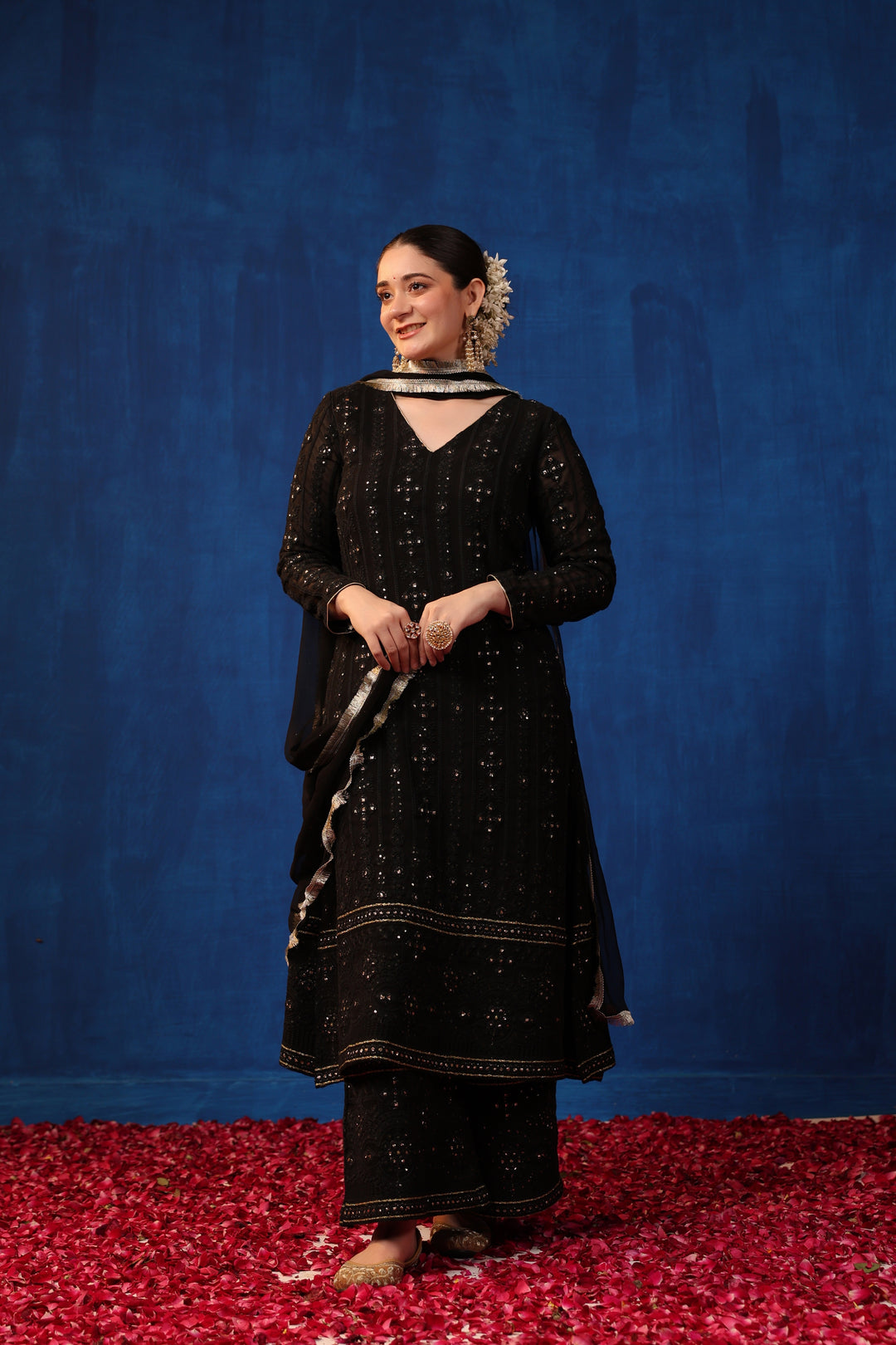 Black Chikankari Suit Set