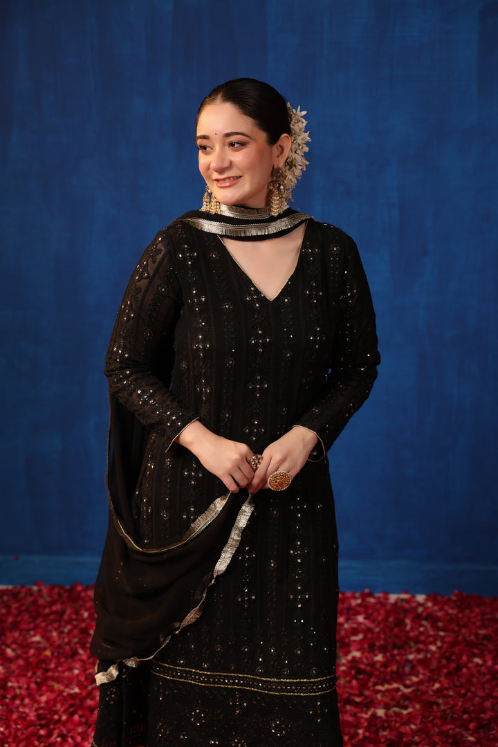 Black Chikankari Suit Set