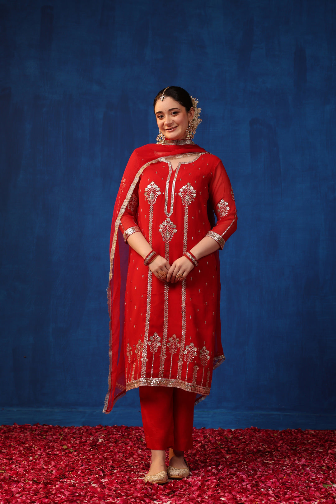 Red Georgette Gota Suit Set