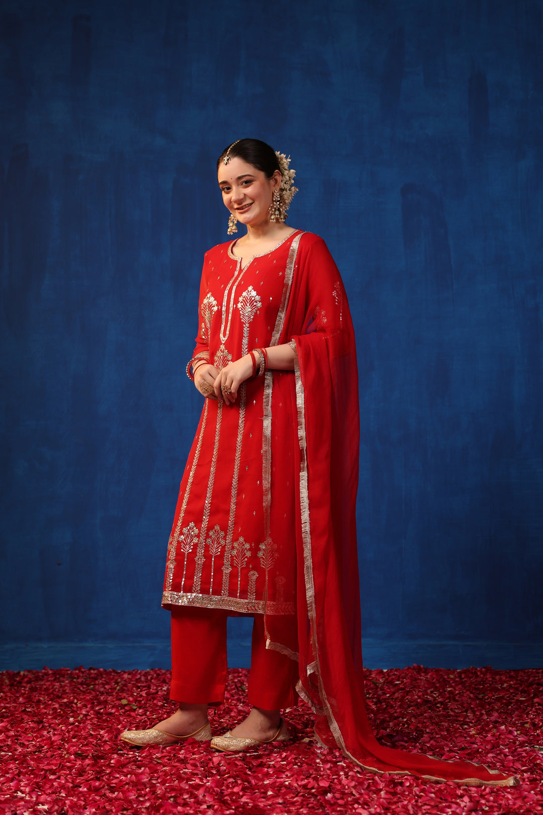 Red Georgette Gota Suit Set