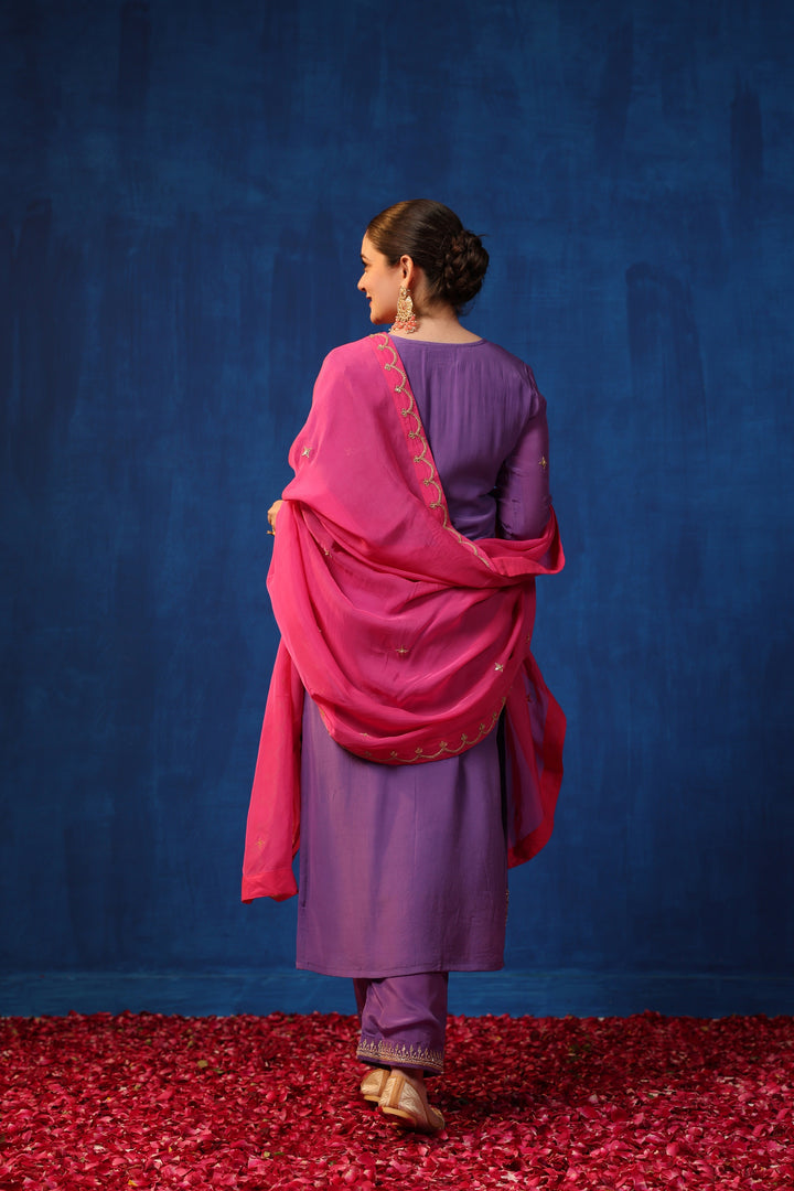 Purple Crepe Gota Suit Set