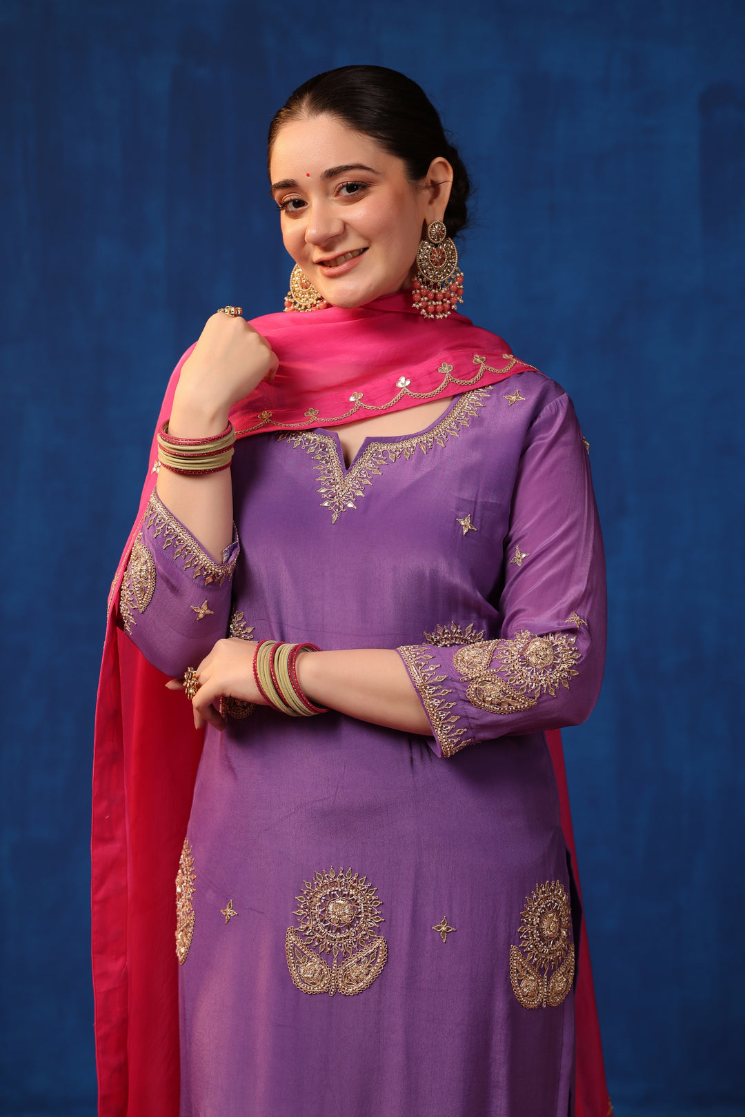 Purple Crepe Gota Suit Set