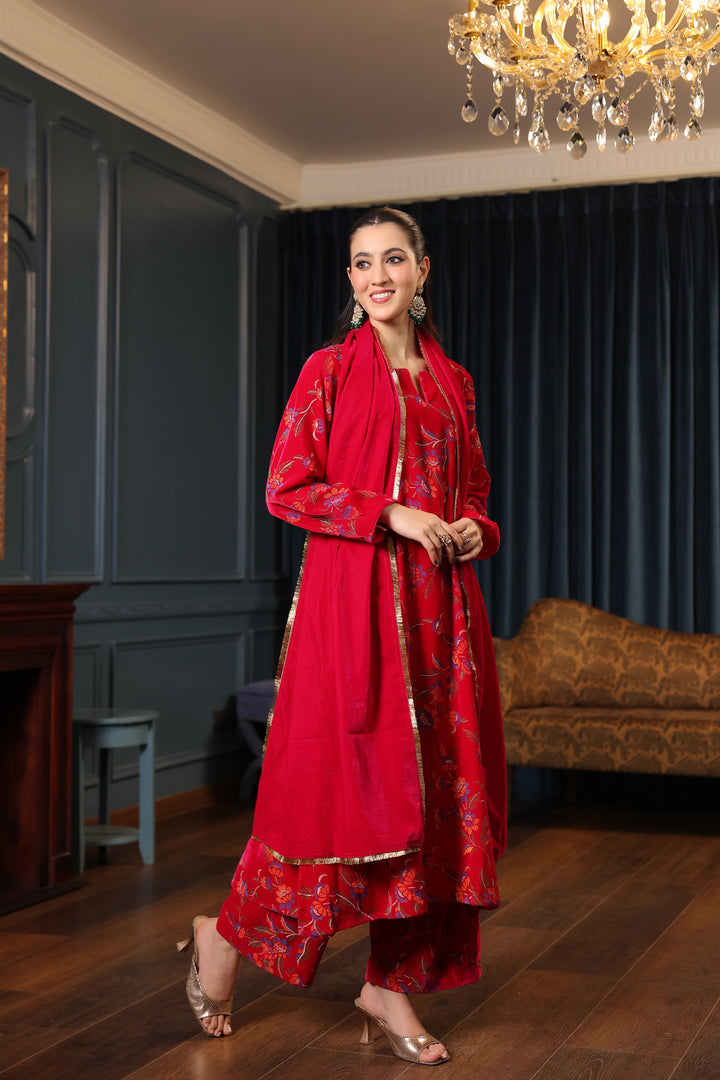 Rani Printed Velvet A-line Suit Set