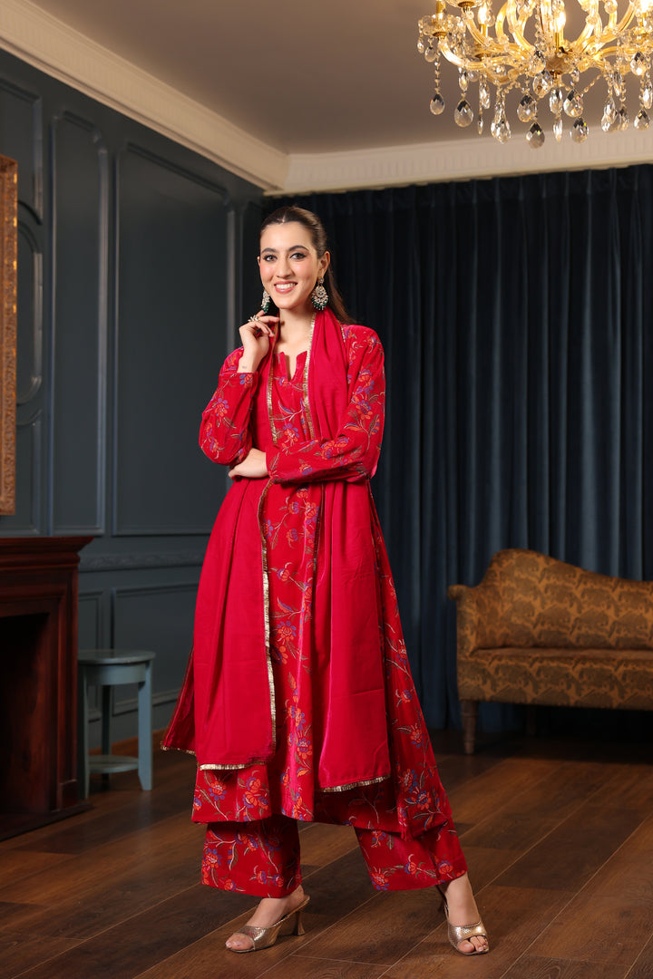 Rani Printed Velvet A-line Suit Set