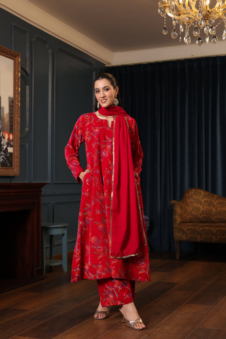 Rani Printed Velvet A-line Suit Set