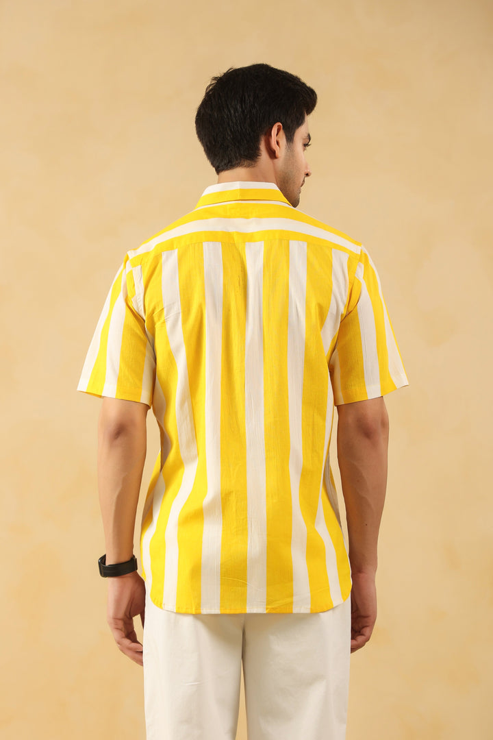Yellow Stripe Half Sleeve Shirt