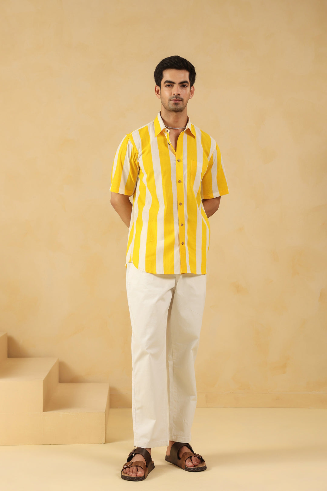 Yellow Stripe Half Sleeve Shirt