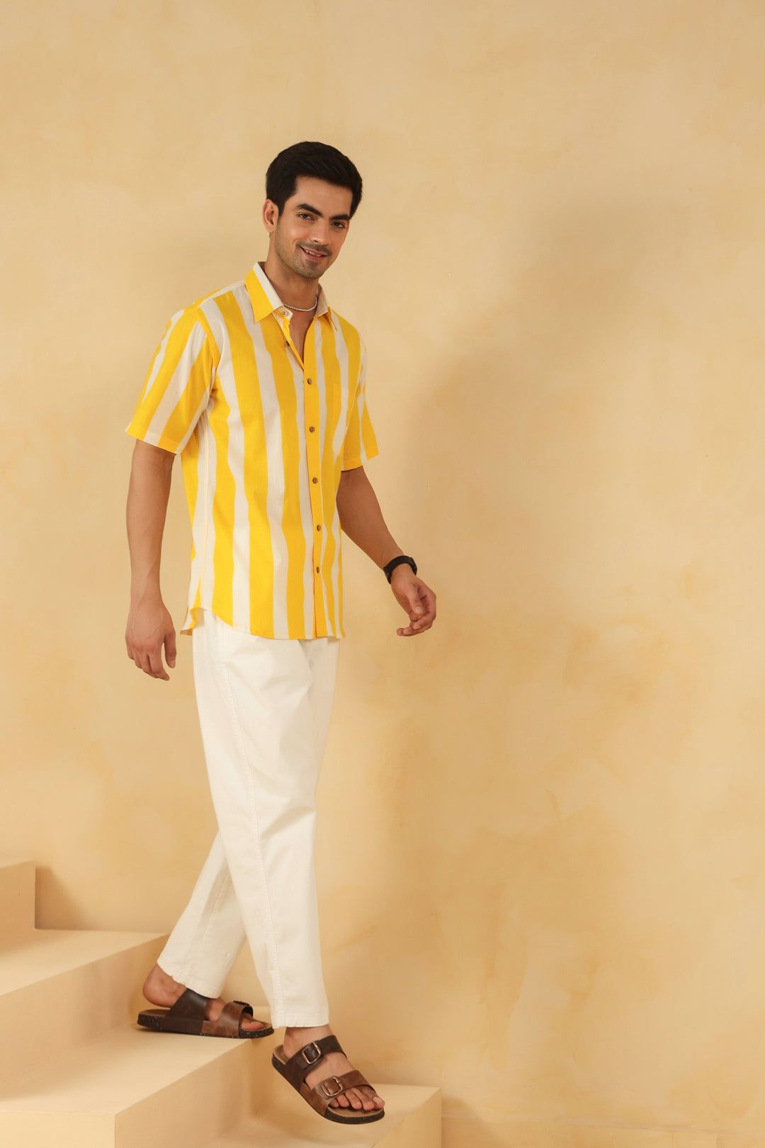 Yellow Stripe Half Sleeve Shirt