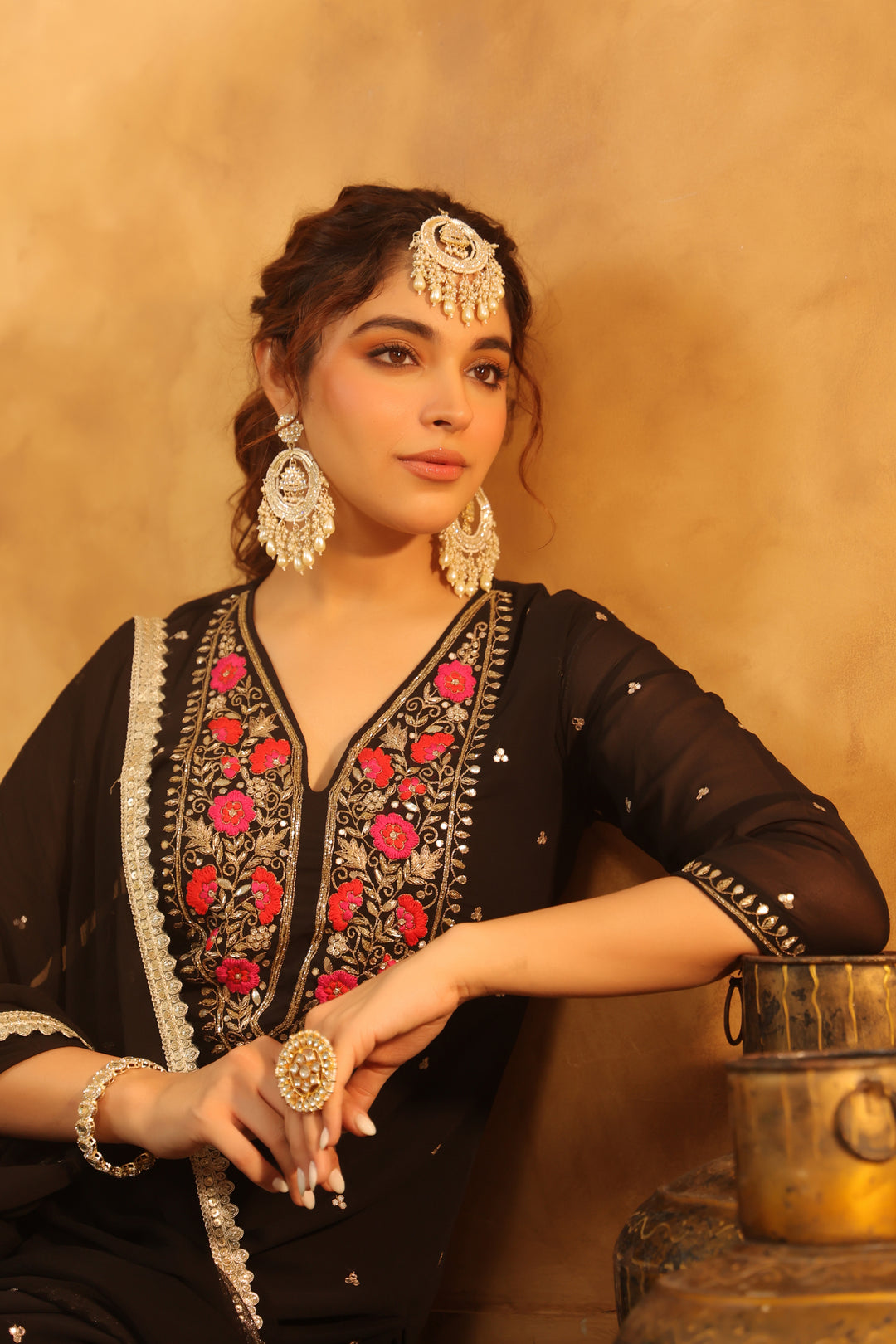 Aarna Black georgette suit set