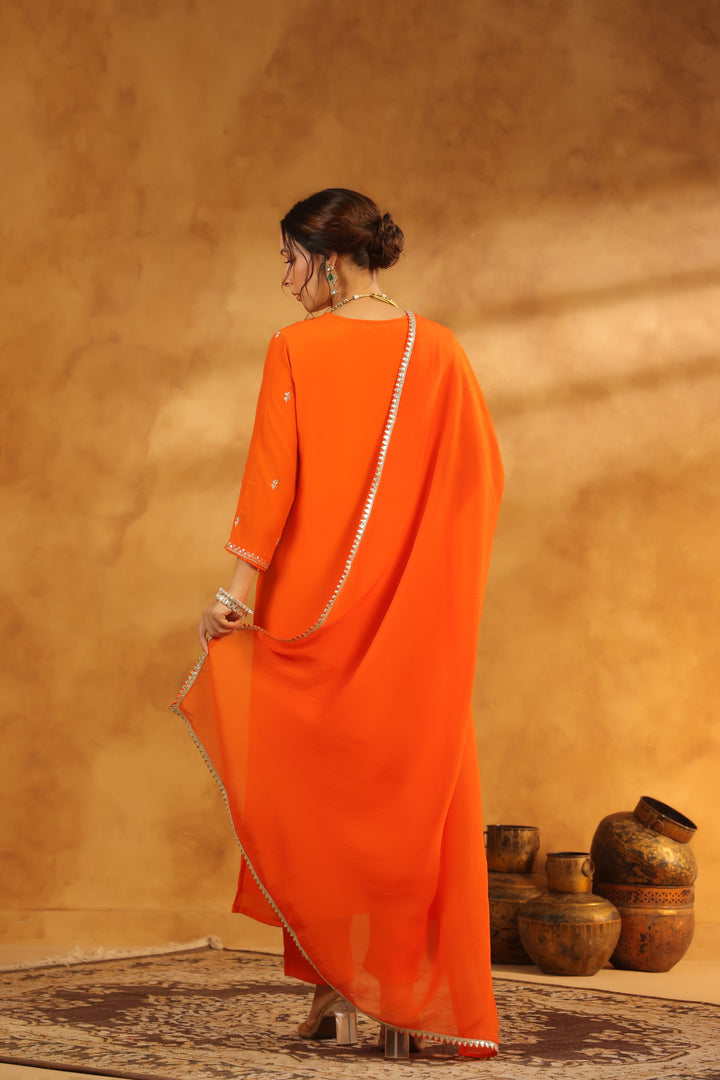 Avanti Orange crepe suit set